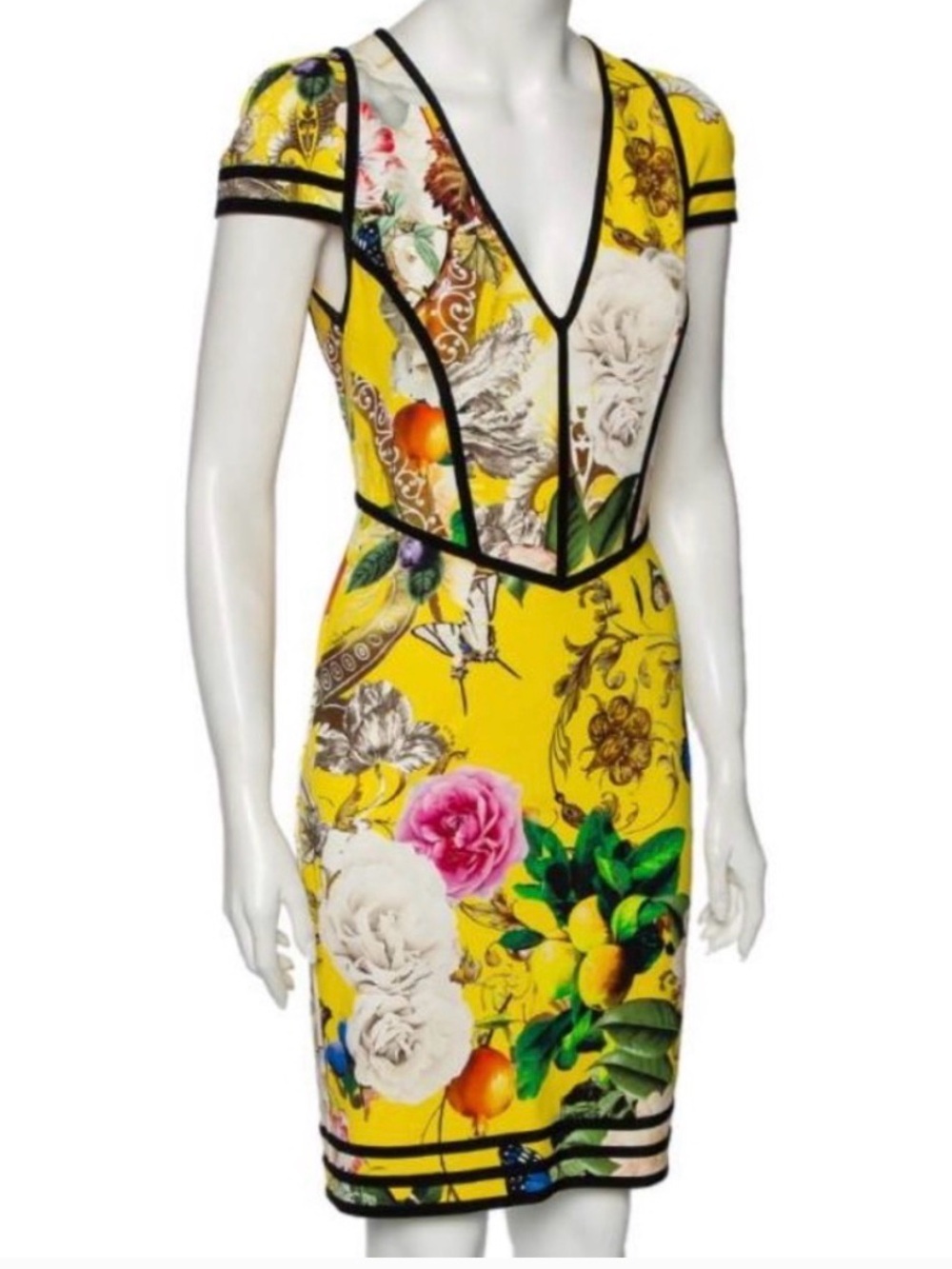 Roberto Cavalli Yellow Floral Mini Dress